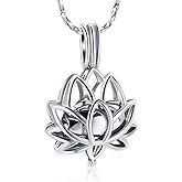 Imrsanl Cremation Jewelry for Ashes - Lotus Flower Ashes Pendant Necklace with Mini Keepsake Urn Memorial Ash Jewelry