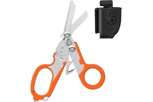 IMKRC First Aid Shears All-in-One Tactical Scissors, Pocket Scissors & Firefighter Tools Set Medical Scissors, Ring Cutter, Glass Breaker (Orange)