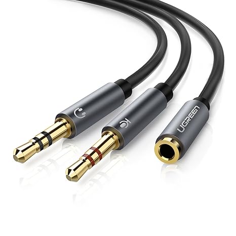 UGREEN Audio y Adapter Klinke Auido Kabel 3.5mm Buchse auf Klinkenstecker (Headset und Mikrofon) audio splitter kabel, Aliumg
