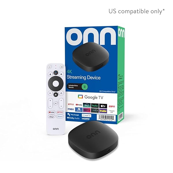 ONN. 4K STREAMING DEVICE WITH GOOGLE TV, 8GB STORAGE, 2GB RAM, ULTRA HD SMART TV STREAMING PLAYER, VOICE REMOTE WITH GOOGLE ASSISTANT, FAST WI-FI STREAMING, HDMI MEDIA STREAMER WITH DOLBY VISION