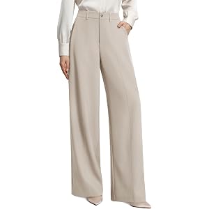 GRACE KARIN Womens Wide Leg Dress Pants Business Office Work Slacks Outfit | Texture,Drape,Flowy,Tailored,Pockets,Elastic Hig