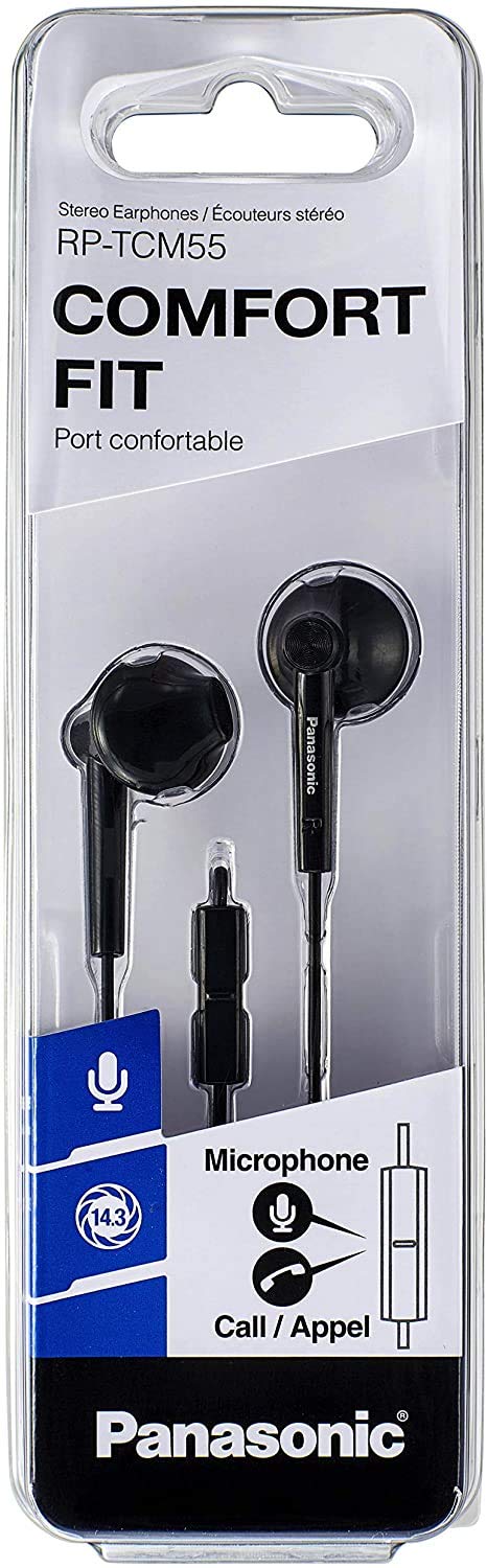 Panasonic In-Ear Wired Headphones with Microphone Black