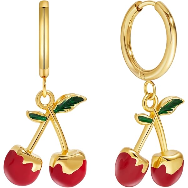 Amazon.com: Pink Cherry Earrings for Women Cute Fruit Red