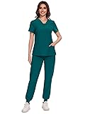 COZYFIT Scrubs for Women - V-Neck Top & Cargo Pants
