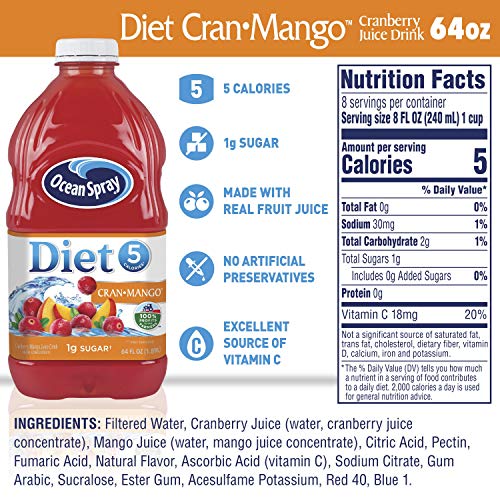 OCEAN SPRAY® DIET CRAN-MANGO™ CRANBERRY MANGO JUICE DRINK, 64 FL OZ BOTTLE (PACK OF 1)
