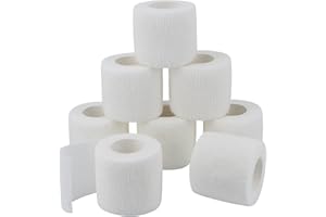 GooGou Self Adherent Wrap Bandages Self Adhering Cohesive Tape Elastic Athletic Sports Tape for Sports Sprain Swelling and Soreness on Wrist and Ankle 8PCS 2 in X 14.7 ft (White)