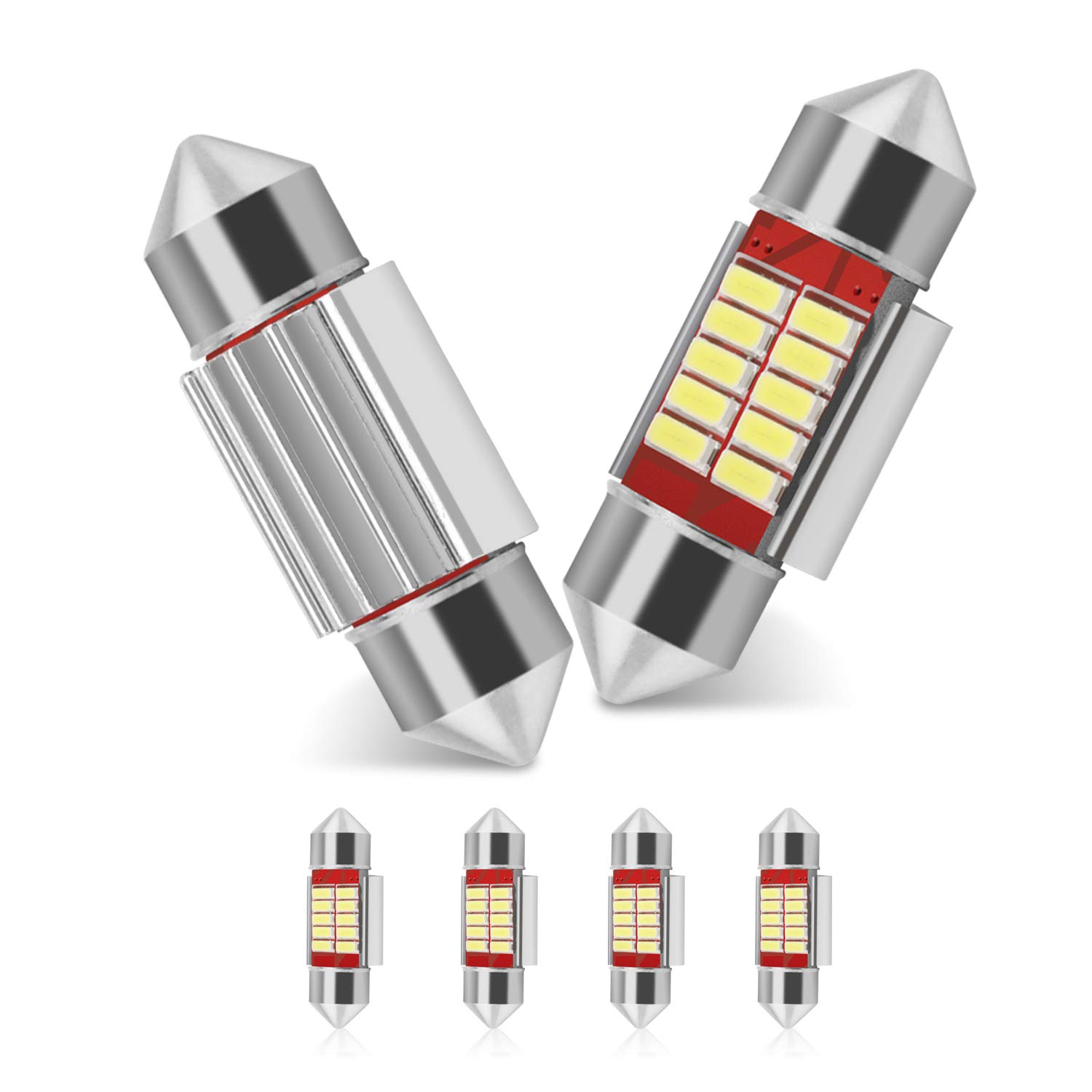 BROTOU Festoon LED Car Bulb 6 Pack, LED Dome Reading Xenon White Bulbs Car Interior Light Replacement License Plate Lights Map Lamps No Polarity 12 SMD 3014 180LM (31 MM)