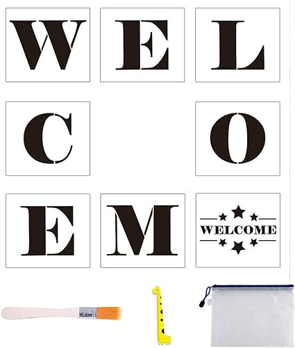 Amazon Com 8 Pcs Welcome Stencil For Large Letters Painting