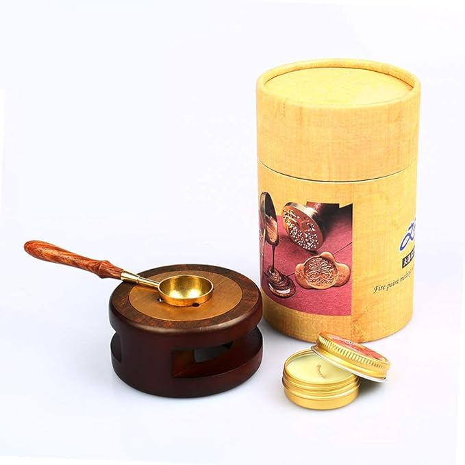 Wooden Wax Seal Warmer Wax Seal Furnace Stove Pot with Melting Spoon
