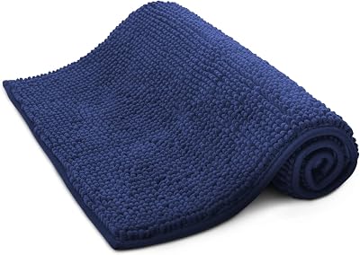 KEPLIN Non-Slip Bath Mat Navy Microfibre Quick Dry Machine Washable