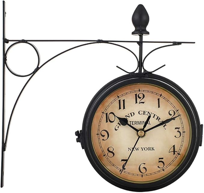Powstro Outdoor Garden Double Sided Clock, Paddington Station Wall