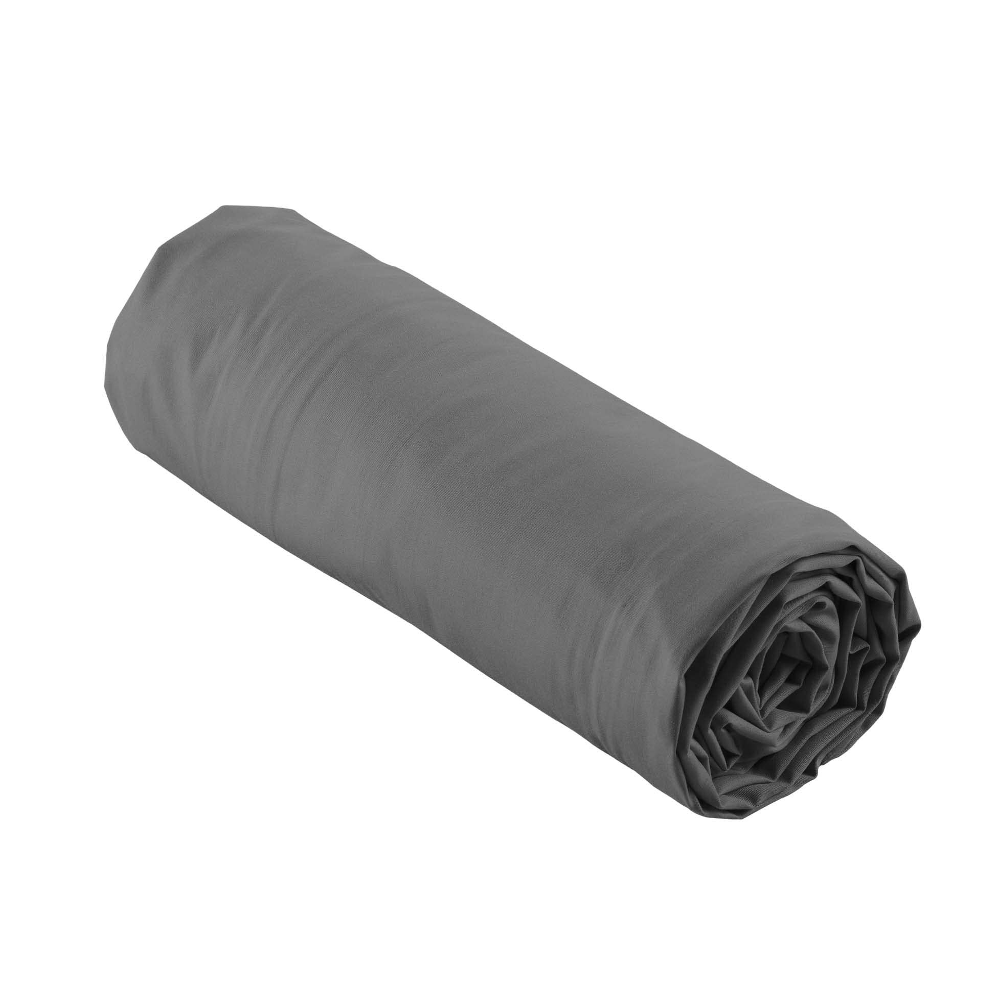 Douceur d'intérieur, Percale Fitted Sheet 140 x 190 cm Steel Percale Cotton Percale