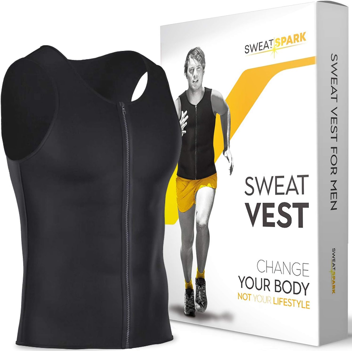 Sweat Vest for Men with Zipper - (XS-10XL) – Premium Weightless Neoprene Sauna Shirt – Increase Your Workout Motivation - Designed in The USA
