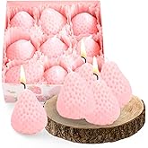 Strawberry Shaped Scented Candle 9 Pcs Mini Soy Wax Small Candles for Bedroom Home Decor Gift for Friends Familys (Pink)