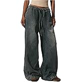 SOLY HUX Women's Wide Leg Baggy Jeans Y2k Vintage Denim Pants Streetwear Country Concert Outfit