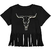 Western Shirts for Girls Cute Cow Graphic T Shirts Cowgirl Toddler Kids Rodeo Fringe Tee Top
