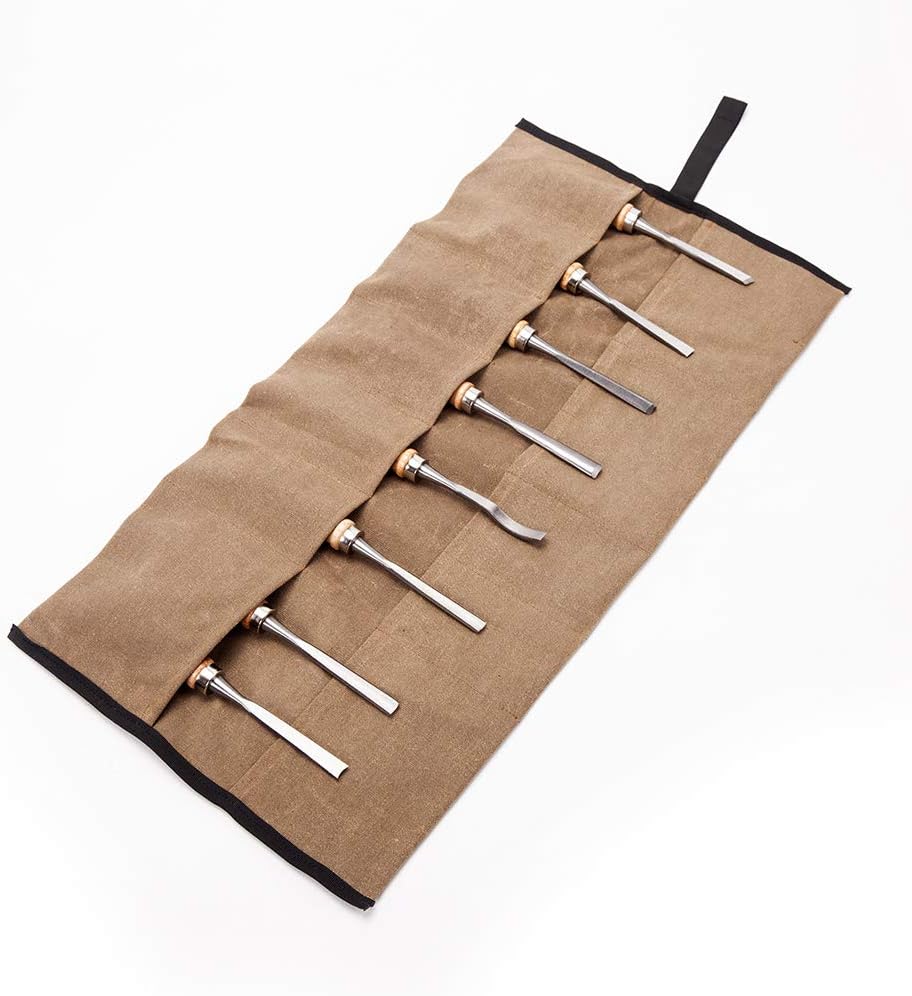 Spanner Organiser,Waxed Canvas Chisel Roll,Screwdriver Spanner Roll,Multi-Purpose Tool Roll,Tool Pouch Bag,Woodworking and Carving Hand Tool Storage Organizer,Tool Gifts for Men - Image 3