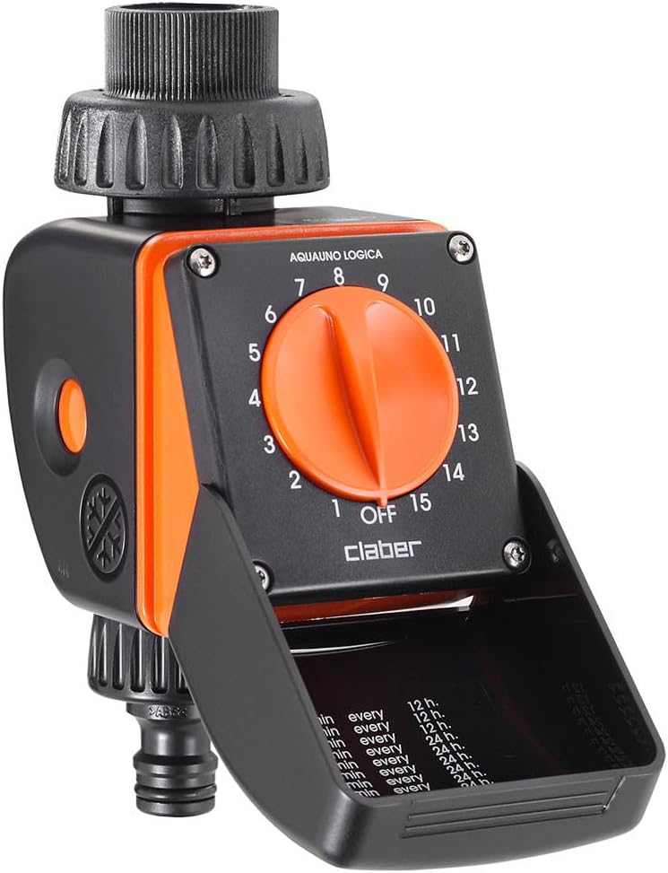 Claber 8422 Aquauno Logic Programmer Automatic 15 Presets Black Orange