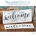 Gather, Welcome, Farmhouse Stencil Set | Large Beautiful Calligraphy Stencils for Painting on Wood | DIY Rustic Decor, Wedding Signs, Kitchen & Porch Stenciled French Country Word Signs