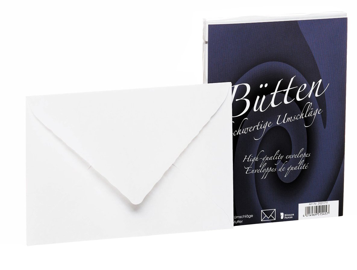 Rössler 20211711 C6 Deckle Edged Lined Envelope - White