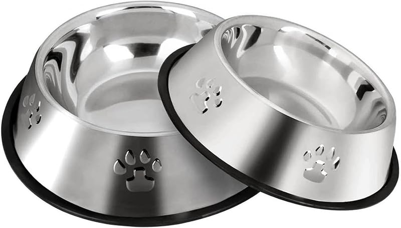 SUOXU Stainless Steel Small Dog Bowls Set of 2 with Non-Slip Rubber Base, 350 ml