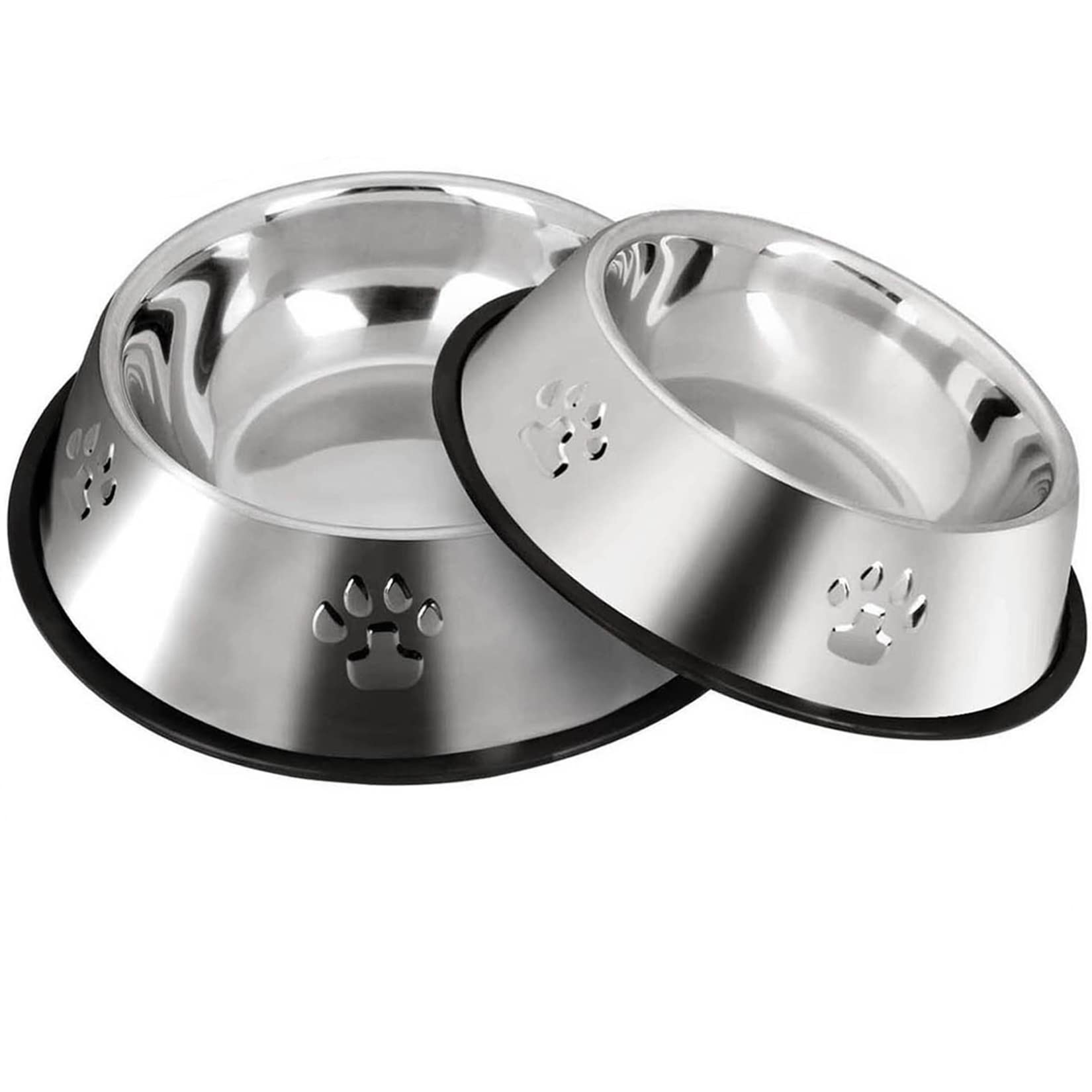 SUOXU Stainless Steel Small Dog Bowls, Dog Feeding Bowls,Dog Plate Bowls With Non-slip Rubber Bases,Small Pet Feeder Bowls And Water Bowls .Pack of 2.350 ml per bowl