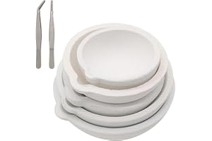 SOUJKOOY 7 Pack Ceramic Quartz Crucibles with Pointed Tweezers,Crucibles Crucibles Melting Dishes Ceramic Casting Torch Melt Jewelry Gold Silver 100/150/250/400g/500g