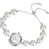 Avaner Women's Bracelet Wrist Watches: Ladies Silver Elegant Pearls Slim Strap Analog Quartz Watch