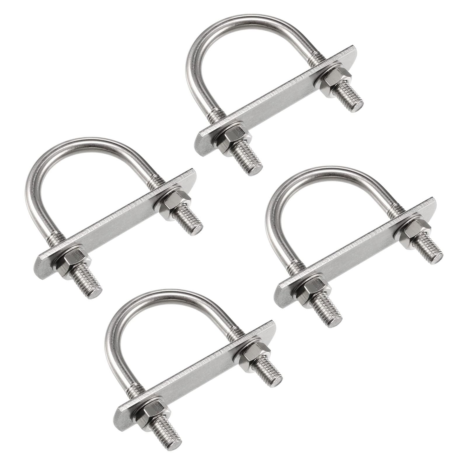 TA-VIGOR 4 sets M8 Round U-Bolts, 47mm Inner Width 75mm Length 304 Stainless Steel U-Bolts with Nut, Plate, Washer for Attaching Piping Conduit Cable Tube Brackets Boat Trailer
