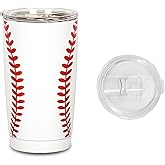 PRAGDUCT 20oz Baseball Tumbler, Mom Travel Coffee Mug Sports Coaches Stainless Steel Drinking Cups With Lid Baseball Compound festival Gift For Women Baseball Lover Mom Dad gifts