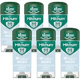 Mitchum Men Unscented Antiperspirant Deodorant. 48-Hour Sweat and Odor Protection, 3.4oz - Pack of 6