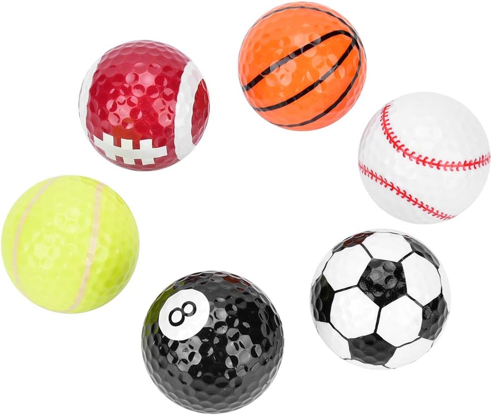 Alomejor 6 pcs Novelty Golf Balls Basketball Football Volleyball