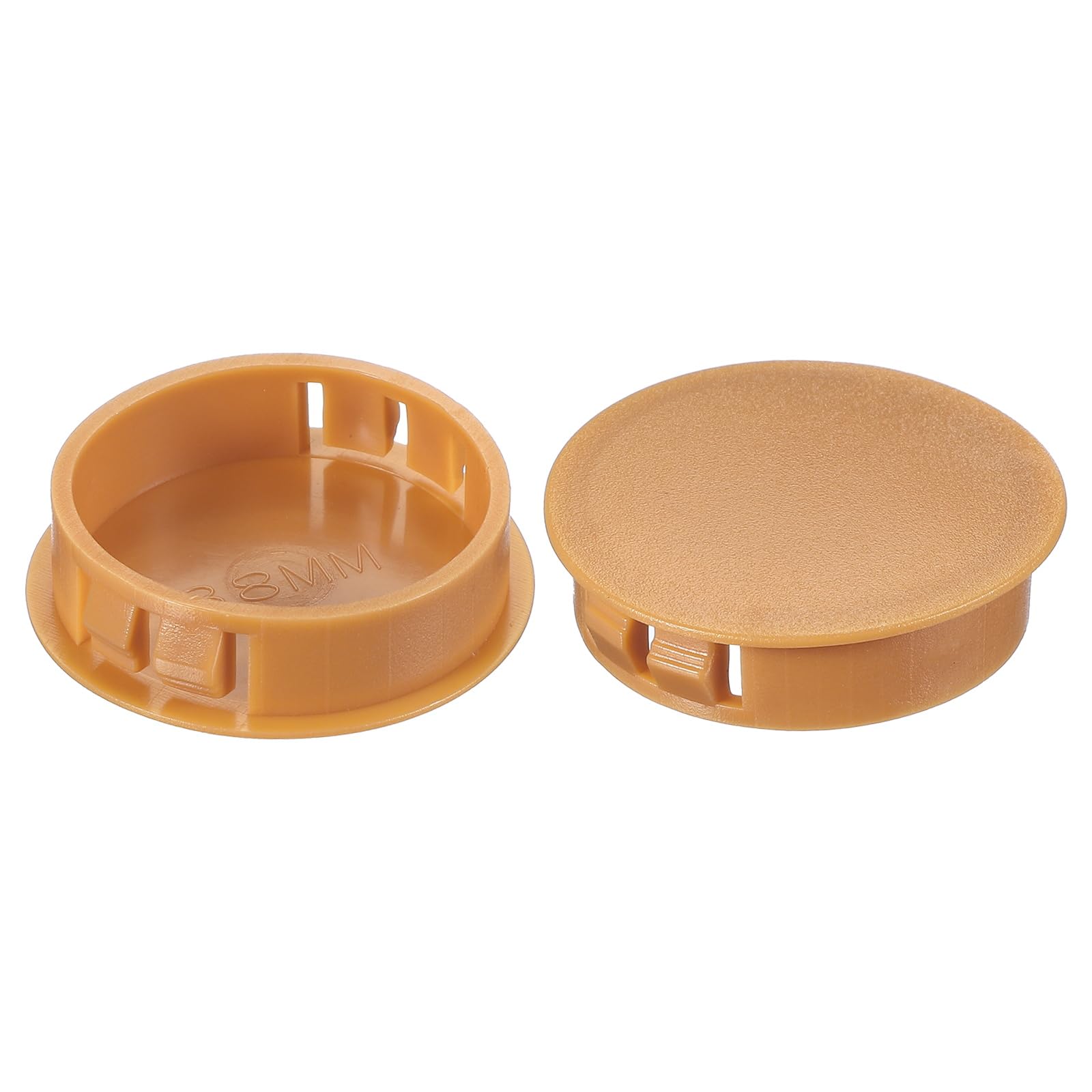 PATIKIL 1.5"/38mm Plastic Hole Plugs, 20Pcs Flush Type Round Hole Plugs Cover Snap in Locking Hole Tube for Table Kitchen Cabinet Furniture, Orange-yellow