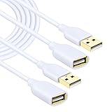 Costyle White USB Extension Cable, 2-Pack USB 2.0