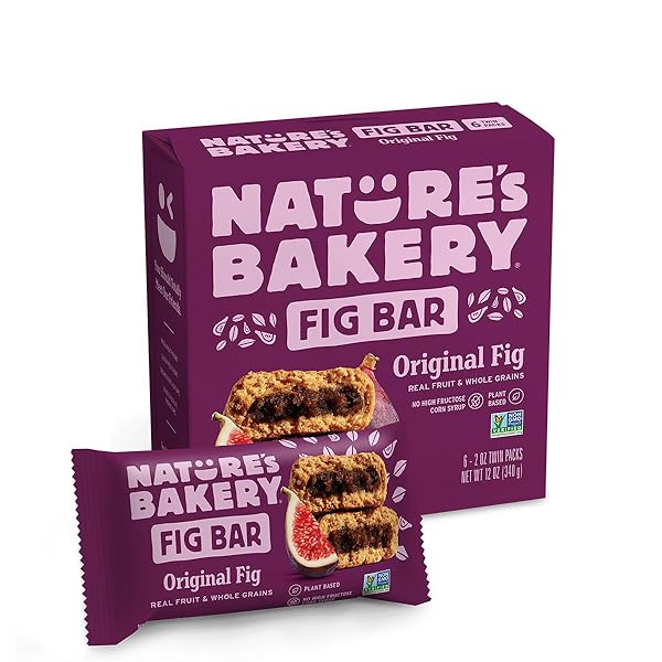 NATURE’S BAKERY WHOLE WHEAT FIG BARS, ORIGINAL FIG, REAL FRUIT, VEGAN, NON-GMO, SNACK BAR, 1 BOX WITH 6 TWIN PACKS (6 TWIN PACKS)