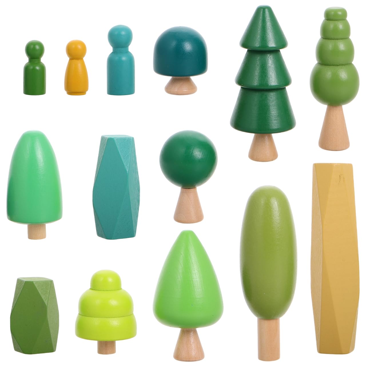 SAFIGLE Miniature Wooden Tree Kit：Natural Small World Toys for Cake Decoration and Home - Wooden Mini Trees Animals Preschool Educational Toys for Model Building Diorama Accessories