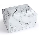 White Marble Cremation Urn Vault for Human Ashes - Adult Sized Memorial Urn for Ground Burial, Home Memorial and Funeral Use