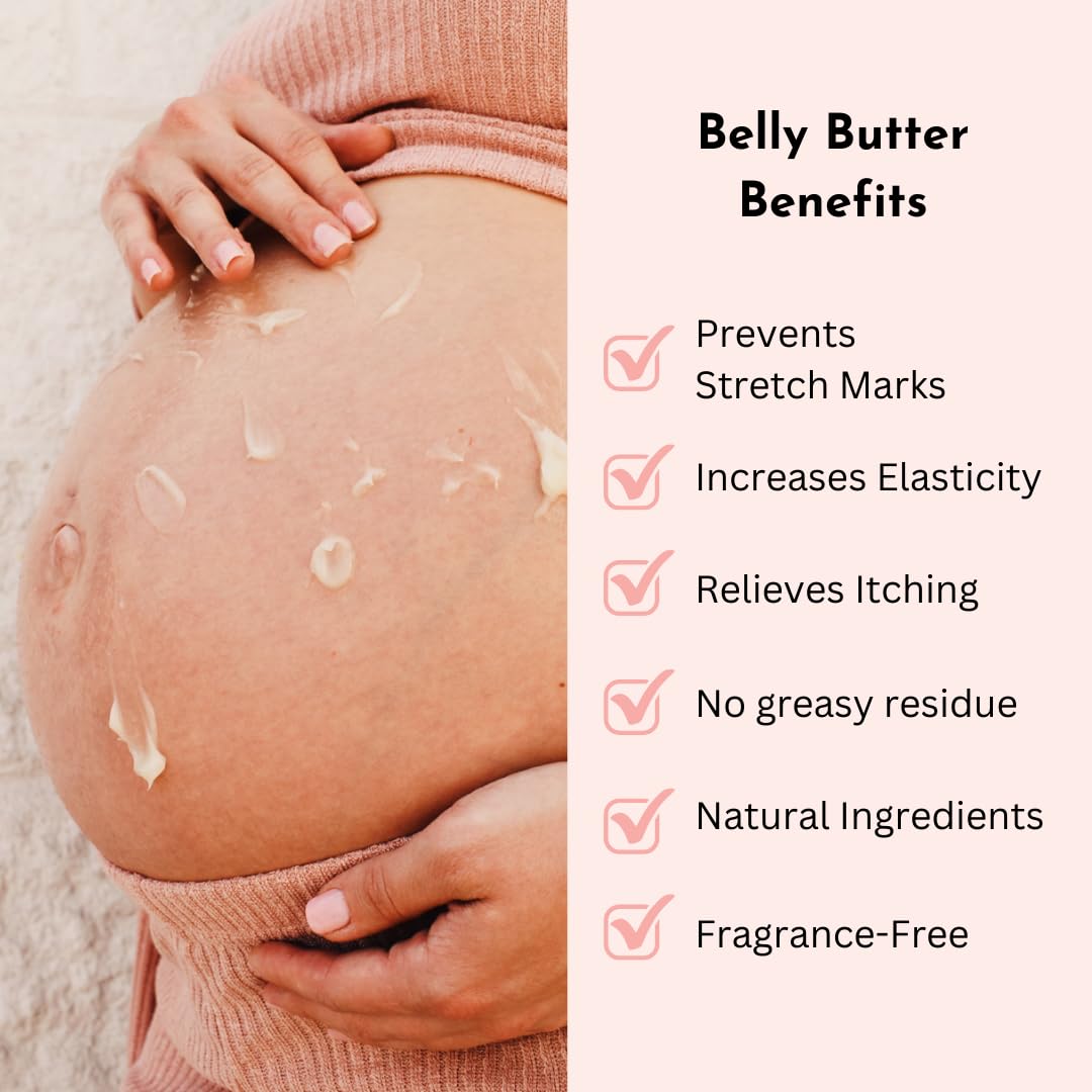 Organic Belly Butter for Pregnancy Stretch Mark Prevention and Treatment by Irene Organics - Award Winning Anti Stretch Mark Tummy Balm For Pregnancy and Postpartum 4oz - Hydrating Bump Cream