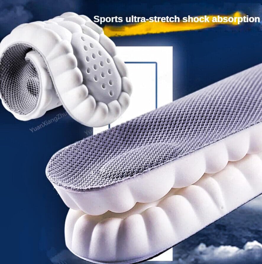 4D Cloud Technology Insole - Super Soft Comfort Insoles, Soft Foot Protection Cloud Feeling Insole, U-Shape Memory Foam Insoles, 4D Sports Memory Foam Insoles (Gray, Men 10.5-11.5/Women 12-13)