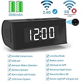 Hidden Camera WiFi Alarm Clock,FUVISION Wireless Speaker Covert Camera with Night Vision,Motion Detection Nanny Camera,SD Card Record,App Live Control and Viewing Security Camera for Home and Office