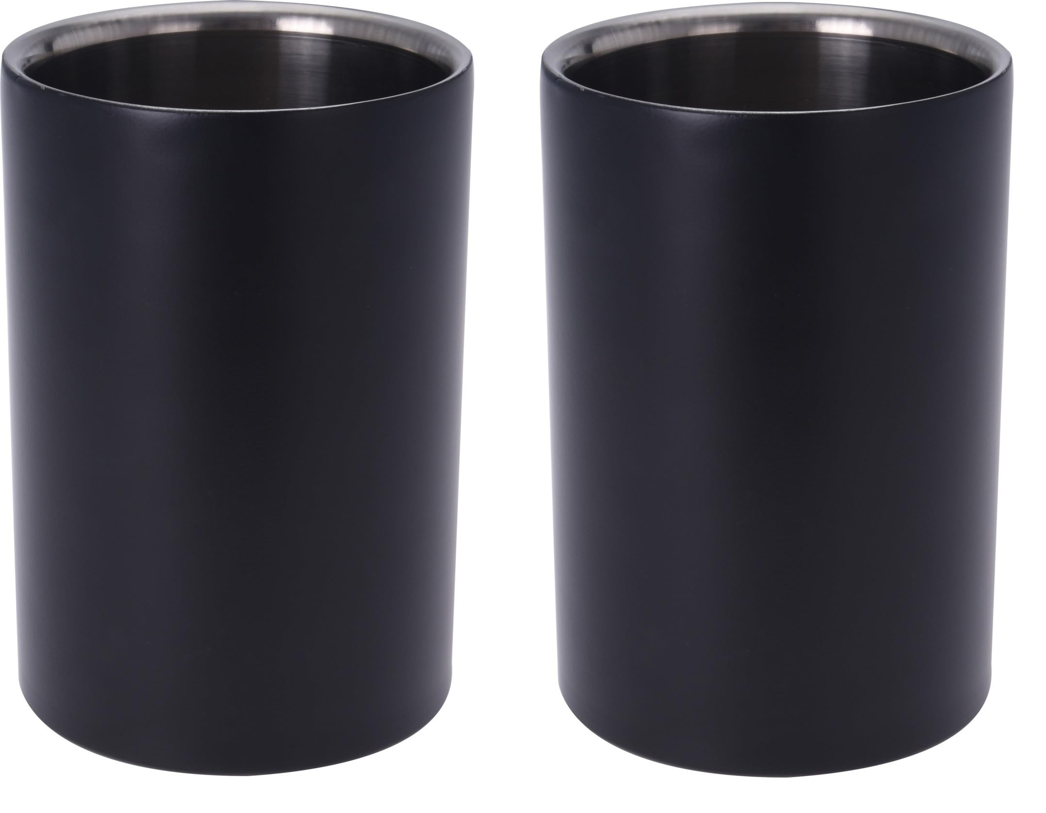 Bambelaa Set of 2 wine coolers made of stainless steel, high, double-walled, champagne cooler, bottle cooler, drinks cooler, cooler for wine, champagne, sparkling wine, black (approx. 17 x 12 cm)