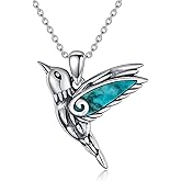 BETHZA Genuine Gemstone Hummingbird Necklace 925 Sterling Silver Hummingbird Pendant Natural Gemstone Jewelry Christmas Birthday Gifts for Women Mom Wife Girlfriend