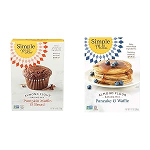 Simple Mills Almond Flour Baking Mix, Gluten Free Pumpkin Bread Mix, Muffin pan ready, Made with whole foods & Almond Flour Pancake Mix & Waffle Mix, Gluten Free, Made with whole foods