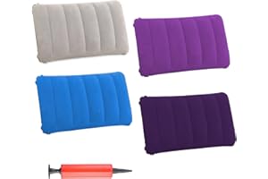 Emperoch 4 Pcs Inflatable Pillows, PVC Flocked Fabric Inflatable Pillow, Ultralight Inflatable Camping Pillow Air Pillow with