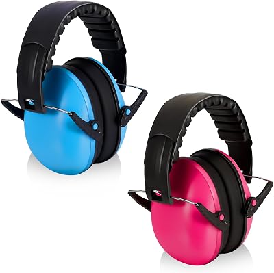 Zuimei 2 Pack Kids Ear Defenders Adjustable Earmuffs Red Blue
