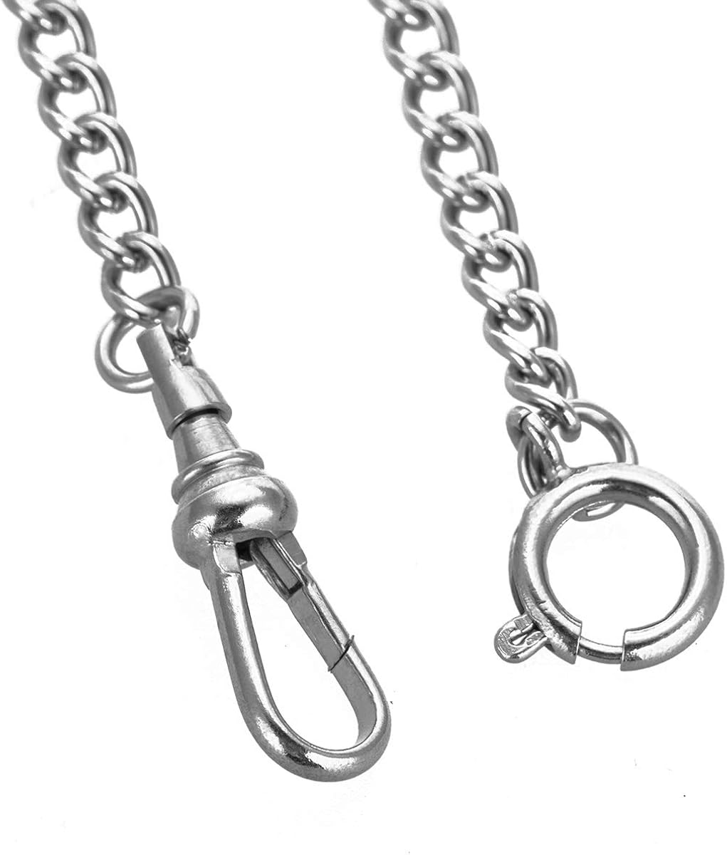 SIBOSUN Pocket Watch Chain Double Albert T-Bar - Antique 29 Inch Chains Vest Waistcoat (3.Sliver, CPA026): Watches