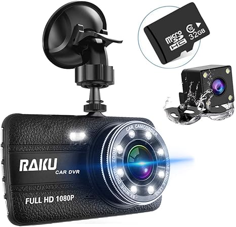 Amazon Raku最新 ドライブレコーダー 前後カメラ 32gb Sdカード付 2カメラ 1080p フルhd 10万画素 170度広角 広視野角 4 0インチ 小型 ドラレコ 常時録画 駐車監視 カメラ 車載カメラ 取付簡単 広角レンズ搭載 動体検知 日本語説明書付 ドライブレコーダー本体