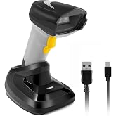 Barcode Scanner Wireless, Onewscan 1D Barcode Reader with Stand, 2.4G Wireless &amp; USB Wired Connection Plug and Play Handheld Bar Code Scanners