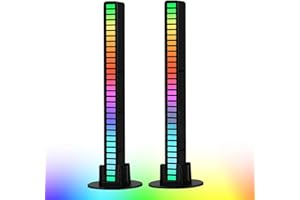 MOONDKIST Smart RGB Rhythm Light Bar with 32 LEDs, Music Atmosphere Rhythm Light with 18 Colors & 8 Dynamic Modes, USB Powered RGB Sound Control Light for Bedroom, Party, Gaming, and Car Decor