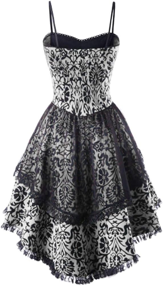 Toaimy Women Vintage Strappy Lace Up Fit and Flare Ladies Punk Vintage Party Dress